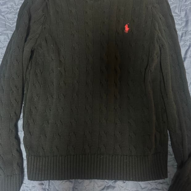 폴로 꽈배기 니트 블랙