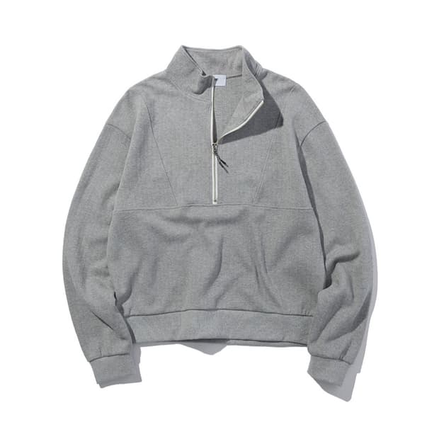 [L] 사운즈라이프 하프 집 풀오버 맨투맨 멜란지그레이