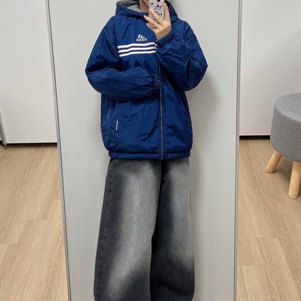 아디다스 리버시블 양면 바람막이 후드 집업 자켓