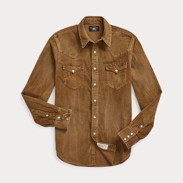 RRL 슬림핏 코듀로이 웨스턴 셔츠 L