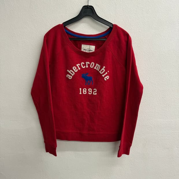 아베크롬비 키즈 크롭 레터링 레드 맨투맨 XL