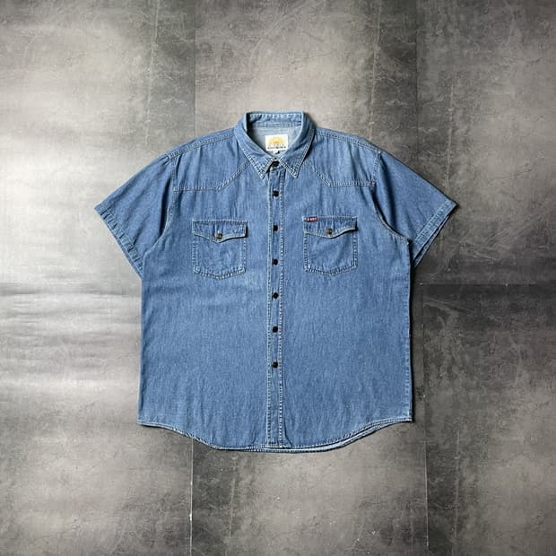 UNKNOWN 빈티지 코튼 데님 웨스턴 반팔 셔츠 A00791