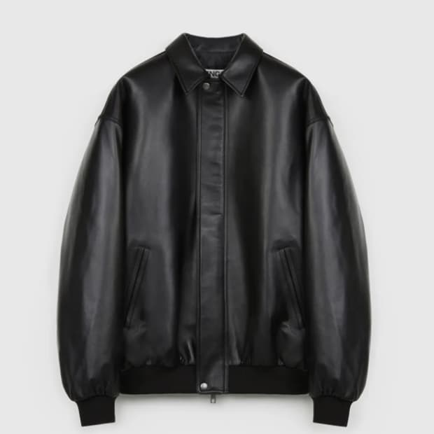 MNGU 오버사이즈드 램스킨 블루종 L