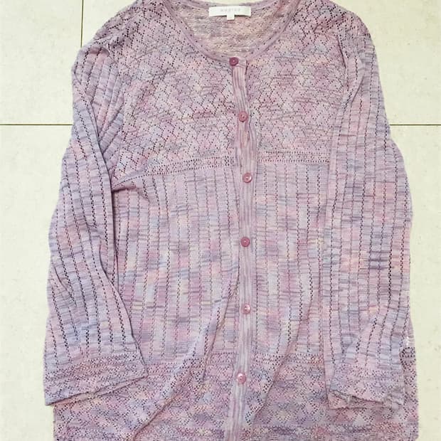 미사 임수정깔 빈티지 연보라 퍼플 니트 롱가디건