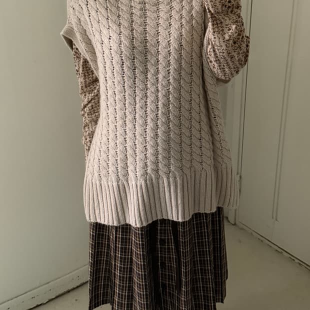 일본빈티지 오버핏 아이보리 베스트
