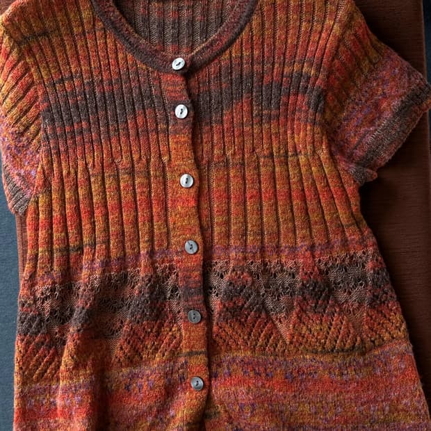 Mohair blend panel knit cardigan top
