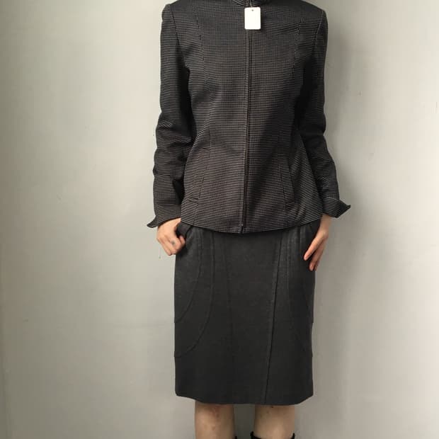 Pattern high neck zip up