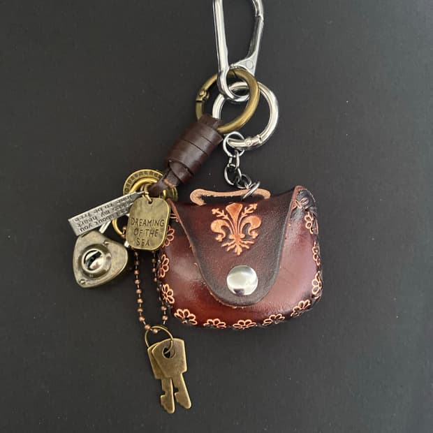 빈티지 레더 미니 파우치 키링