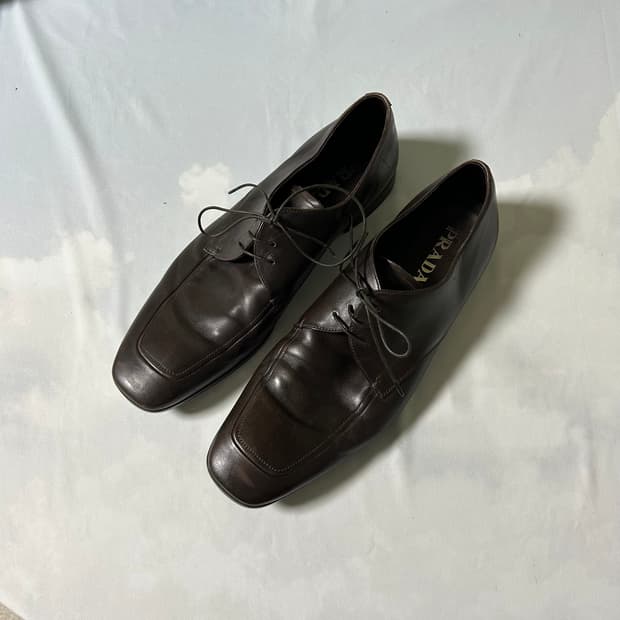 Prada semi square toe derby brown