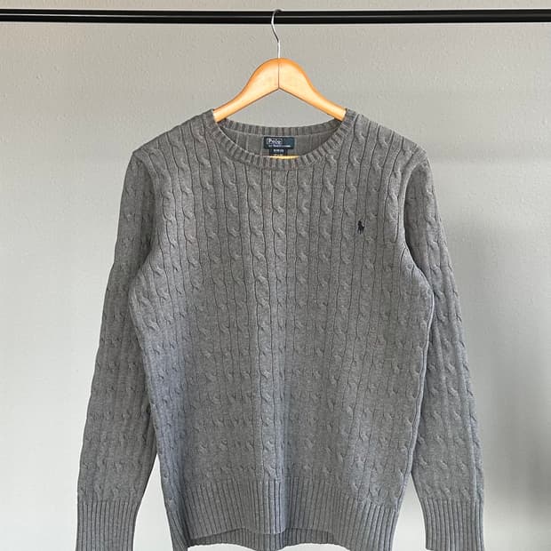 [L-XL]폴로 랄프로렌 그레이 케이블 니트 스웨터