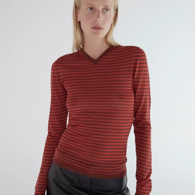 [S,M]팔로마울 Iglú 스트라이프 니트/레드