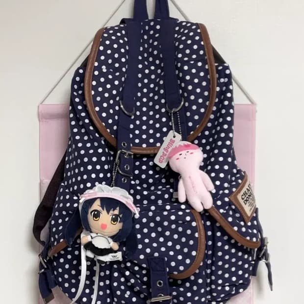 체인도넛 일본빈티지 모리걸 네이비 도트백팩 배낭