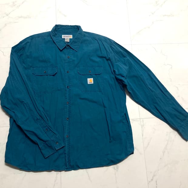 칼하트 오버핏 그린블루 워크 셔츠 남방 110-115