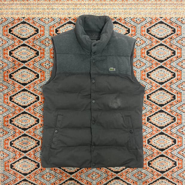라코스테 그레이 면 버튼 패딩조끼 48 남성M