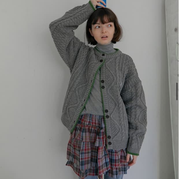 노컨텐츠 체크 프릴 미니 스커트