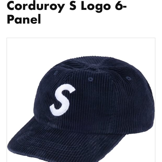 Supreme 슈프림 코듀로이 S로고 6패널 네이비