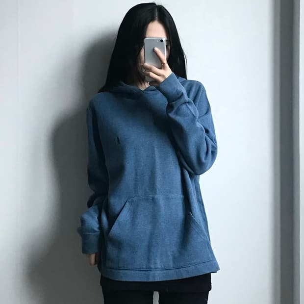 폴로 랄프로렌 자수로고 색상 블루 후드티