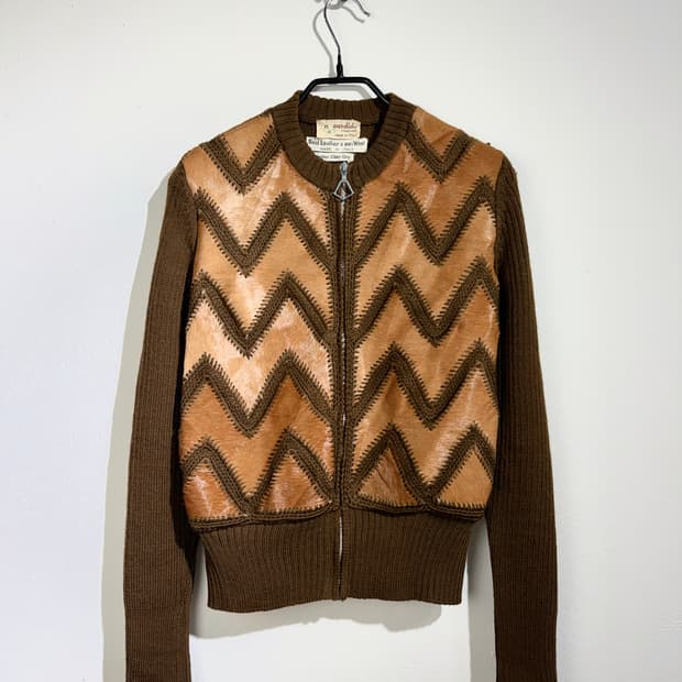 70s 이태리 메이드 카프헤어 니트 집업