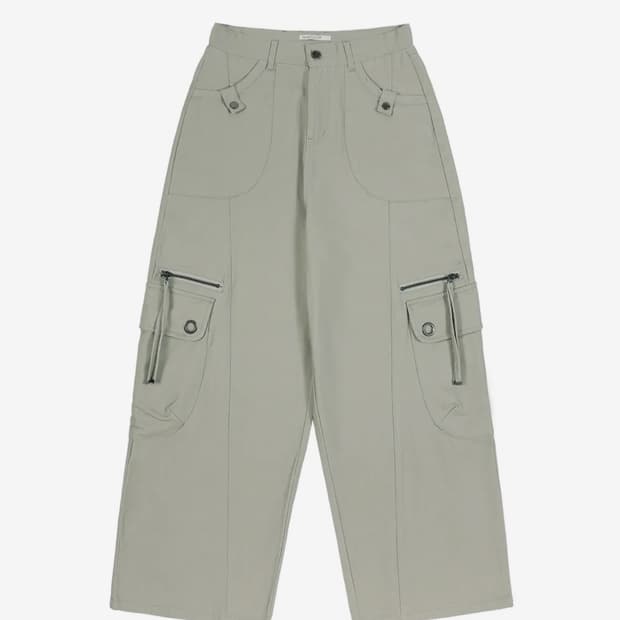 크로스 포켓 카고 팬츠 애쉬카키