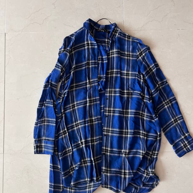 ZARA 자라 블루 체크 셔츠 드레스