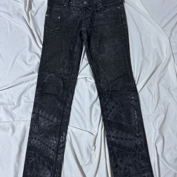 신이치로 아라카와 드래곤 패턴 데님팬츠