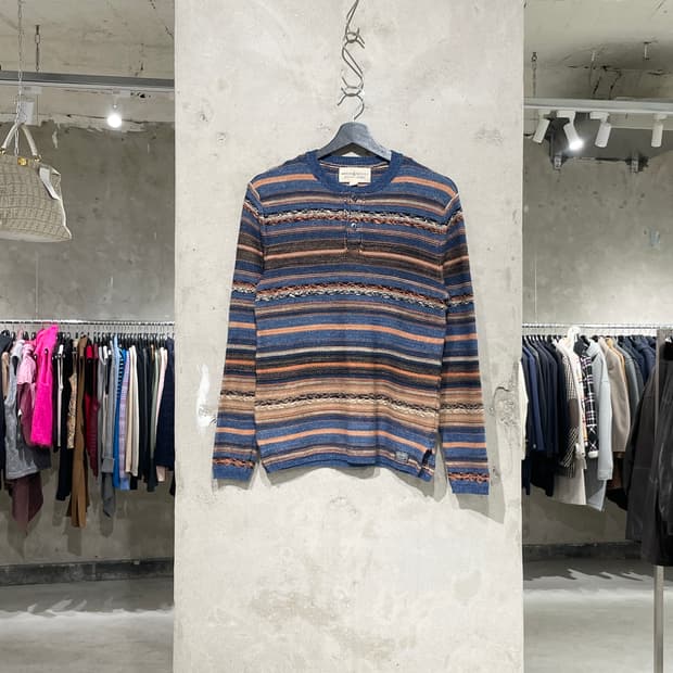 데님 앤 서플라이 랄프 로렌 믹스 에스닉 헨리넥 니트