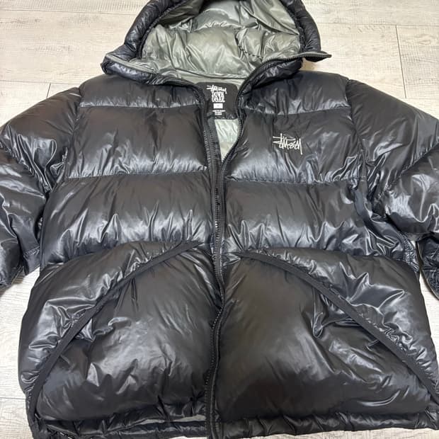 스투시 다운 파카 마이크로 립스탑 팬텀 블랙 S