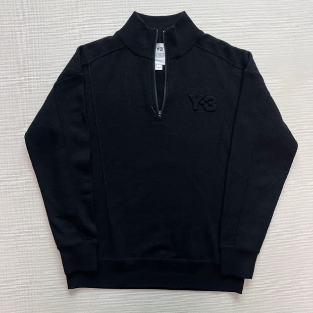 Y-3 하프 집업 니트 블랙