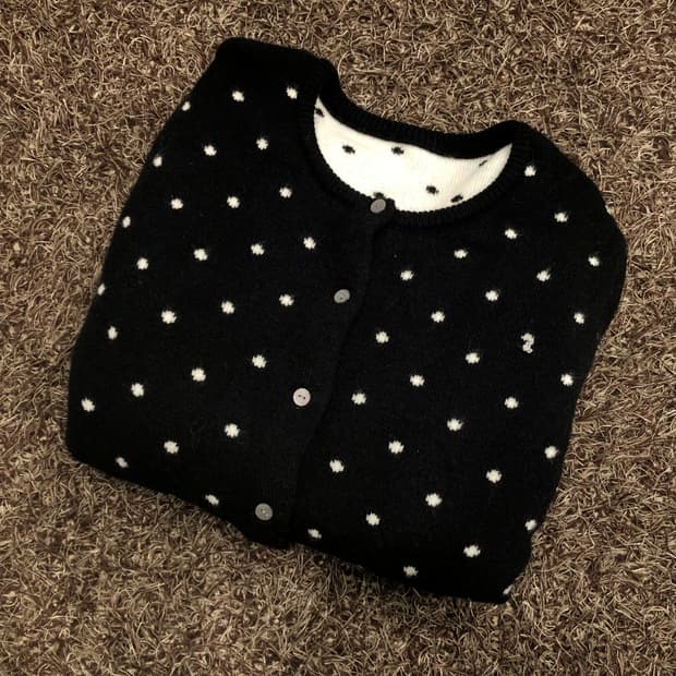 빈티지 폴카닷 도트 가디건