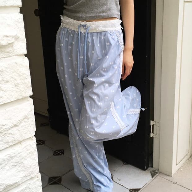 카제 레이스 리본 나일론 트랙팬츠 S