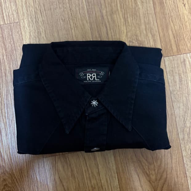 RRL 블랙 트윌 웨스턴 셔츠 S