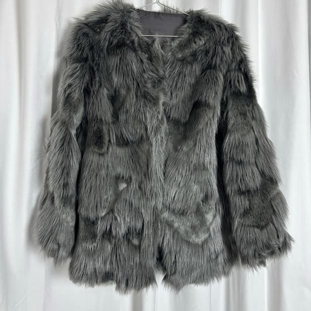 GRAY SOFT FUR JACKET