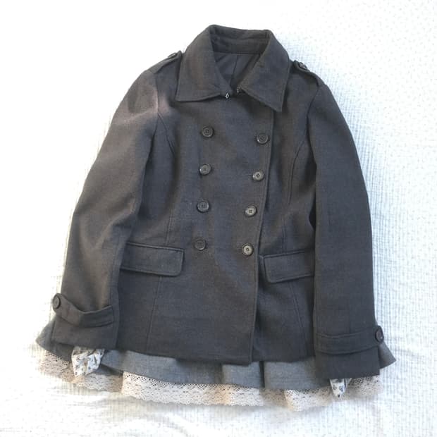 JPN/ 차콜더블코트 숏코트 반코트 더블코트 더블숏코트