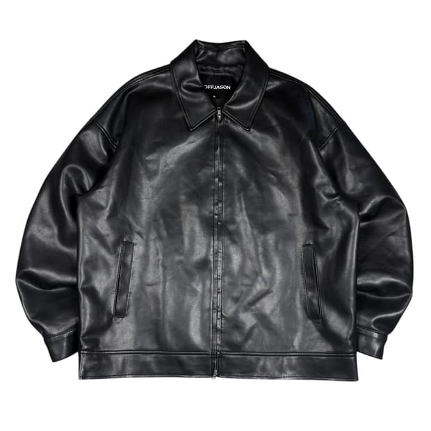 도프 제이슨 블랙컬러 레더 자켓