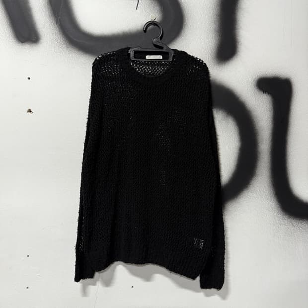 VTG 빈티지 크로쉐 와플 롱 슬리브 루즈핏 티셔츠