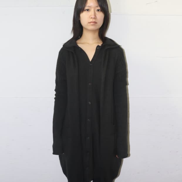 와이즈 더블 레이어 니트 롱 가디건