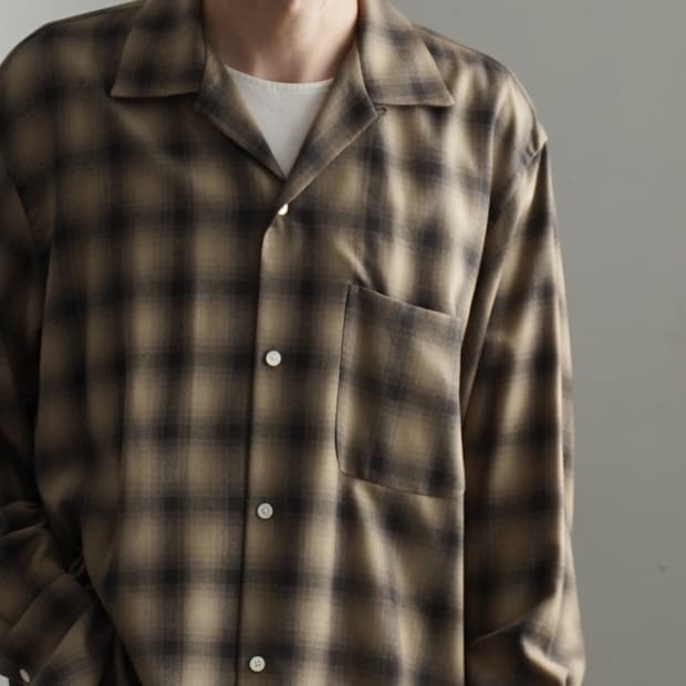 25FW 캡틴선샤인 울 옴브레 오픈칼라 셔츠 5사이즈(42)