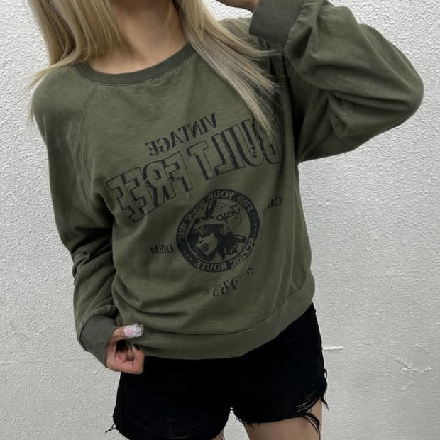 지프 프린팅 카키 롱슬리브 S