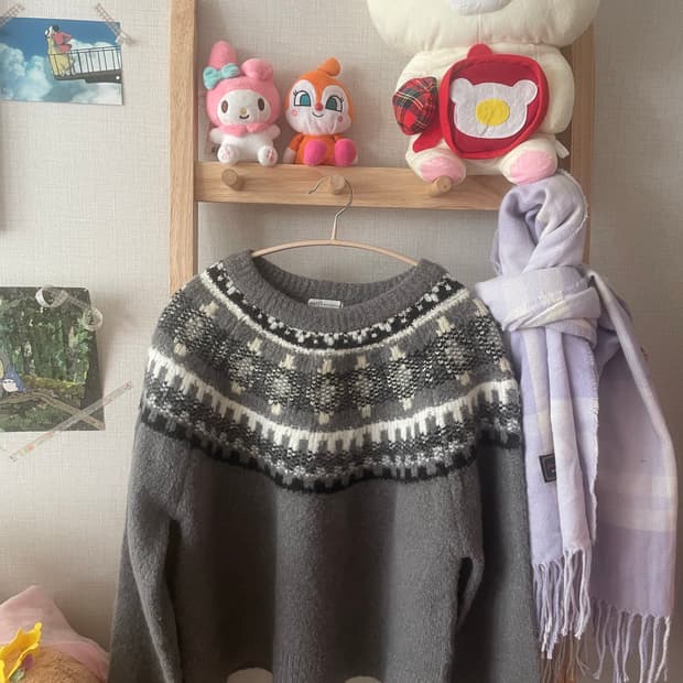 모리걸 빈티지 어스뮤직 곰돌이 니트 🩶🐻