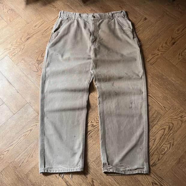 [38]칼하트 USA 더티워싱 머쉬룸 싱글니 카펜터 워크 팬츠