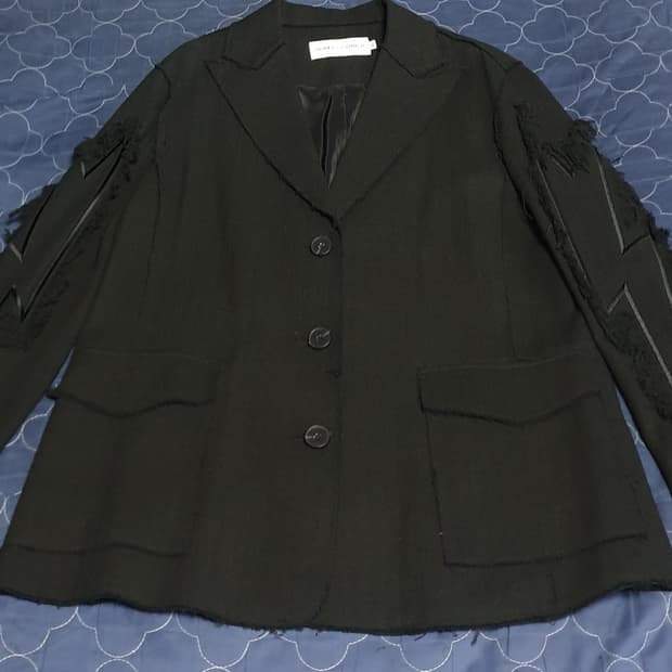 (빈티지) 로켓런치 피크트라펠 트위드 컷오프라인 컷팅 블레이저 (S)