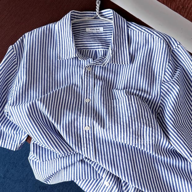 Linen touch natural stripe shirt