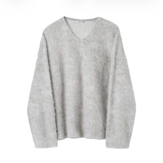 [48] 아워레가시 더블락 스웨터 알파카 그레이 브이넥