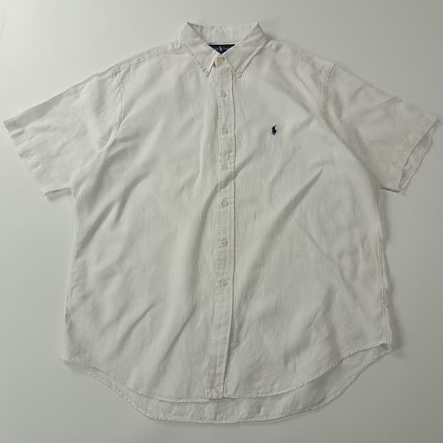 CA265 XL 폴로 클래식핏 00s 린넨 화이트 반팔 셔츠 남방