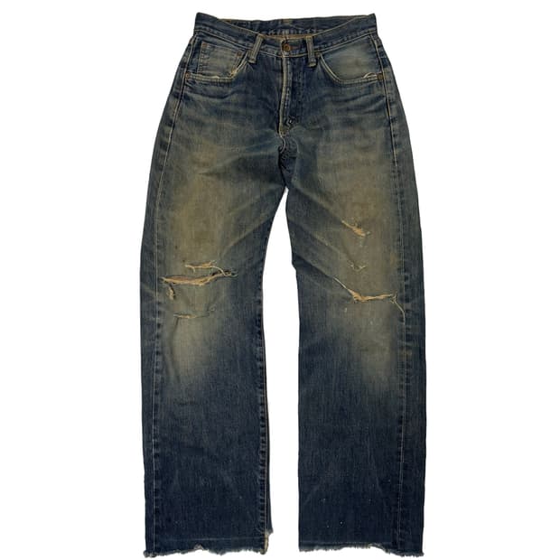 에드윈 505 데미지 컷오프 스트레이트 데님 팬츠