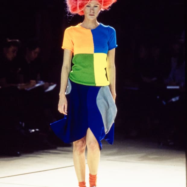 90‘s Color Block Patchwork Half Knit
