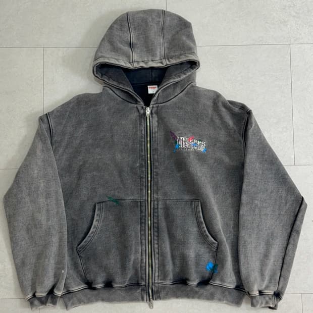 블랙아웃 크랙 후드집업 XL