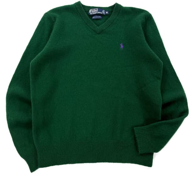 폴로 랄프로렌 램스 울 여성 브이넥 니트 