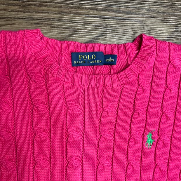폴로 랄프로렌 케이블 니트 코튼 스웨터 핑크