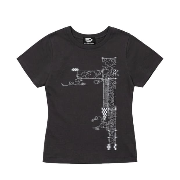 웰빙익스프레스 타투 반팔 티 차콜